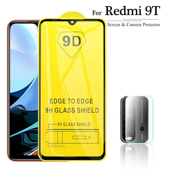 1-2tk 9D Täis cove karastatud klaasist, mis käsitleb Jaoks xiaomi Redmi 9T 9 T screen protector Filmi xiomi redmi 9 t 9 kaamera objektiivi klaas
