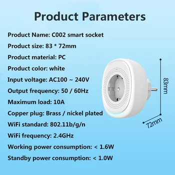 1-6TK WiFi Smart Wireless Plug ELI Adapter Remote hääljuhtimine Power Energy Monitor Pistikupesasse Taimer Pesa Alexa Google Kodu