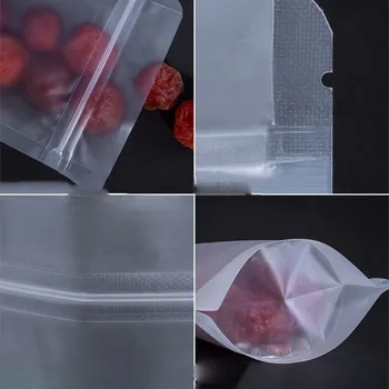 100tk Zip Lock Püsti Kott Matid Plastikust Suletavasse Ise Pitsat Pisar Piir Toidu Ladustamine Doypack Candy Bean Tee Pakett Kotid