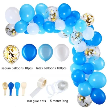 112PCS Sinine, Valge, Hõbedane Metallist Balloon Vanik Arch Baloon Pulm Sündmus Pool Balon Baby Shower Sünnipäeva Decor Lapsed Täiskasvanud