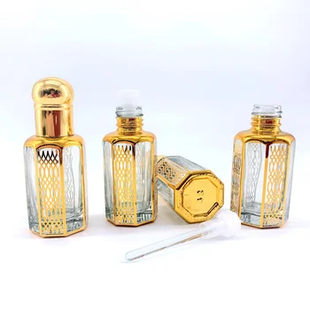 12ml Attar Oud Klaas Parfüümi Pudelid Kuld araabia Crystal Pudel Lõhnaõli koos Tilguti Kinni 12tk/palju P317