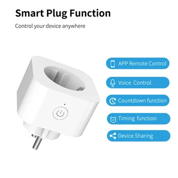 16A WiFi Smart Plug Socket 110-240V Võimsus Energia Jälgida Standard Multi Plug Tuya APP Kontrolli Töötab Alexa Google Kodu