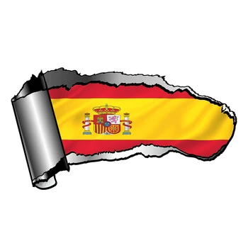 18x9cm Ripitud Avatud Gash Rebitud Metallist Disain Hispaania hispaania Riigi Lipu all, Vinüül-Reflective Decal Mootorratta Auto Kleebis