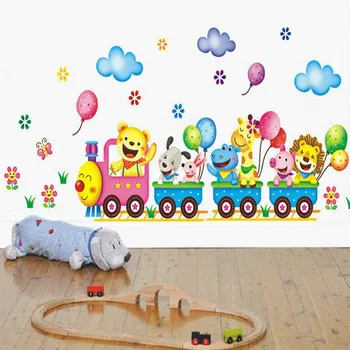 1tk Armas Värviline Loomade Rongi Seina Kleebised Lapsed Magamistuba, Kodu, Kaunistused Kleebised Art Decor