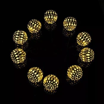 20/30/50 LED Maroko Metallist Pall Päikese String Valgus Väljas Rippus Palli Laterna Lamp Vanik Pulm Jõulud Decor Tuled