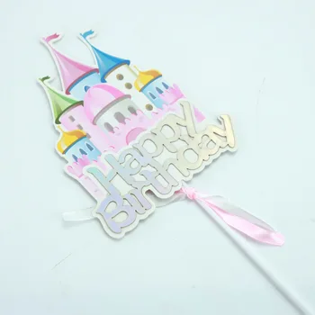 2020 New Castle Sünnipäeva Kook Torukübar Südame Kujuga Happy Birthday Cake Toppers Pulmas Kooki lipud Lapse Magustoitude Kaunistamiseks