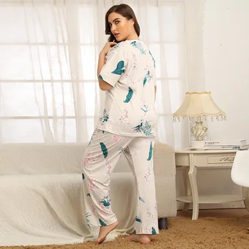 2020 Suured Naiste Pidžaama Valge T-Särk Magada Topid Püksid Nightgowns Naine Kodus Lapiga Öö Kulumise Pikk Ja Rasva Püksid