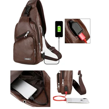 2020 USB-Laadimine Kott Rinnus Kohandatud PU Õla Diagonaal Pakett Messenger Reisi Risti Keha Kotid Hulgimüük