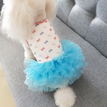 2021 Kuum Pet Suvel Tutu Seelik Vibu Trükitud Silma Mood Petticoat Seelik Väike Koer kostüüm Teddy Suvel Kahe Jalaga Riided Õhuke
