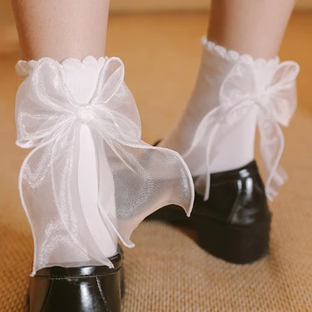 2021 Magus Puuvillased Sokid Valged Lühikesed Sokid Armas Silma Pits Vibu Lolita Lühikesed Sokid Naiste Tüdrukud Sukad Ruffle Printsess Sokid