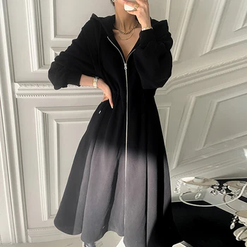 2021 Must Kapuutsiga Kleit Naine, Lukuga Kõrge Vöökoht Vestido Naine Riided korea Slim Elegantne OL Kleidid Naiste Kevad-Sügis Kleit
