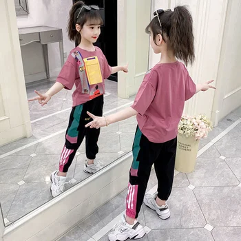 2021 Suvel, Sügisel Uus Vabaaja Tüdrukud Dress Laste Mood Tüdrukute Kahe-osaline Komplekt, korea Beebi Tüdruku Riided, Särk Tüdrukute Riided