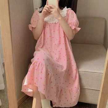 2021 suvel õie Jaapani armas kleit daamid vabaaja lühikesed varrukad square kaela puhvis varrukad lahtised pikad daamid magab kleit