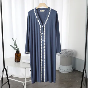 2021 Uus Kevad-Suvine Puuvillane Nightgowns Naiste Nightdress Sleepwear Pikad Varrukad Öö Midi Kleit Naiste Öösärgid Nightwear