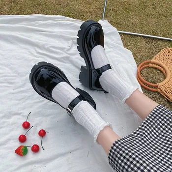 2021 vintage platvorm kingad Naine Veekindel Mary Jane Jaapani Stiilis kevad-suvel uued kõrge kontsaga naiste Pumbad mustad kingad