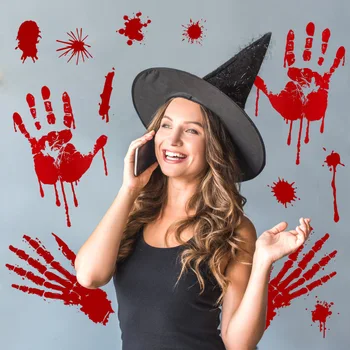 2021 Õudus Verine Handprint Halloween Kleebised Põrandale, Seinale, Ukse-Akna Decal Kleebised Halloween Teenetemärgi Kodus DIY Rekvisiidid