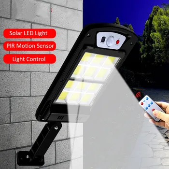 240 COB Solar LED Veekindel PIR Liikumisandur Smart Remote Control Lamp Väljas Tänaval Aed Turvalisuse seinavalgusti
