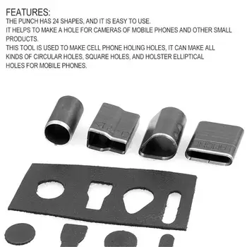 24tk DIY Nahk Käsitöö Reljeef Mulgustamiseks Vahend Auk Ruumi Lõikur Punch Set Käsitöö jaoks Nahast Vöö Telefoni Kaitseümbris Mulgustus