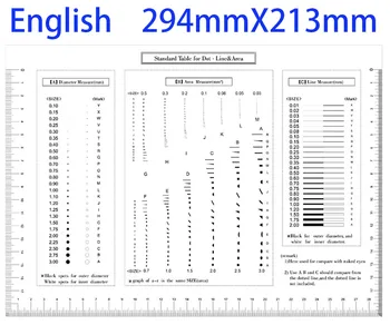 294x213mm Dot Ala Line Standard Tabel Suur Läbipaistev Pehme PET Mikromeeter Kalibreerimine Film Valitseja QC Defektide Mõõtmise Vahend