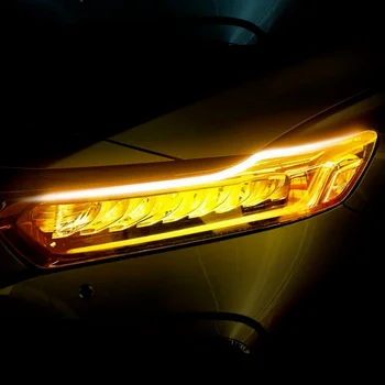 2tk Kahe-värvi LED PÄEVATULED 30/45/60cm Auto päevatuled suunatuli Veekindel Start Scan Auto Voolab Juhend Ribad