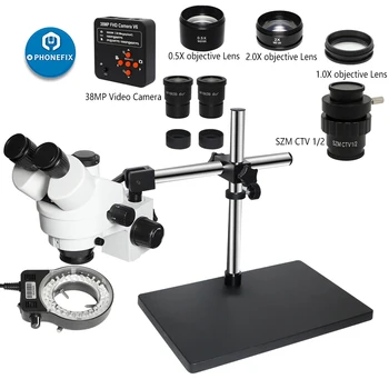 3,5 X-90X Simul-Fookuskaugus Trinocular Stereo Mikroskoop koos 360 Reguleeritav Dual Arm Toetada Universaalne Stereo Microscopio Seista Tabel