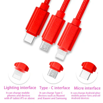 3 in 1 USB-C Kaabel Xiaomi Redmi Lisa 10 Pro USB Type C 3A Kiire Telefon Laadija Huawei P40 Pro C-Tüüpi Laadija, USB-Kaabel C