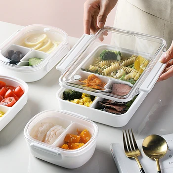 350/490/950ml Kaasaskantav Kvaliteetne Lunch Box Kolme-punkti Box Bento Karpe Mikrolaineahi Dinnerware Toidu Ladustamise Mahuti Foodbox