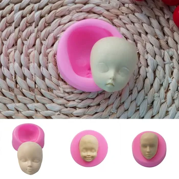3D-Baby Nägu Polymer Clay Vaik Hallitusseened Tüdruk Pea Inimese Nägu Fondant Kook Dekoreerimiseks Vahend Hallituse Silikoon