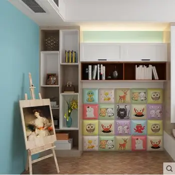 3d-kolmemõõtmeline isekleepuvad seina kleebis cartoon lapsed on toas seina ümbritsevad kokkupõrke-pehme kott