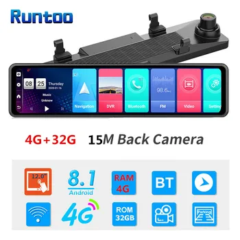 4G Car Dvr Kaamera 12 Tolline Android 8.1 Touch Screen Video Recorder Dashcam Auto Registripidaja Oja Peegel RearView Kriips Cam