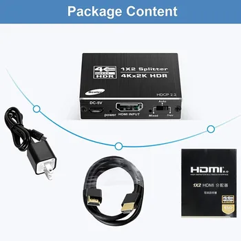 4K HDMI splitter 2.0 1x2 2.0 HDMI splitter HDCP 2.2 HDR splitter, mille HDCP2.2 tagi Apple TV-boxes