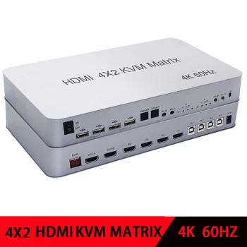 4X2 HDMI-compati KVM Maatriks, 4Port Switch Dual Monitor Laiendatud Ekraani 4K@60Hz Toetab USB2.0 Seadmeid Juhtida Kuni 4 Arvutid
