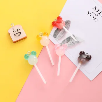 5 Tk Simulatsiooni Armas Lollipop Transparent Gradient Värvi Võtmehoidja Ripats Tarvikud Koor Liimi Lollipop Diy Ehted Materjal