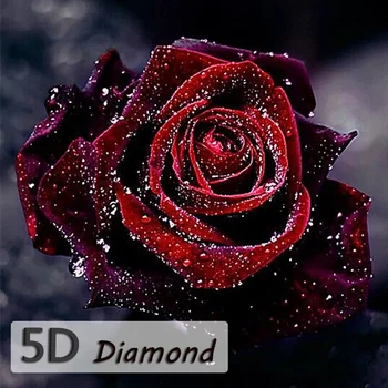 5D DIY Diamond Püksid Uusim Lill Risti Särav Punane Roos Näputöö Ring Diamond Drill Maali ristpistes Komplektid Home Decor