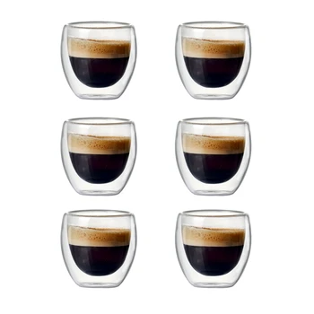 6 Komplekti 80Ml Double-Layer klaasanumate Kohvi Tassi Komplekti Joomise Tee, Kohv, Tassi Joomine