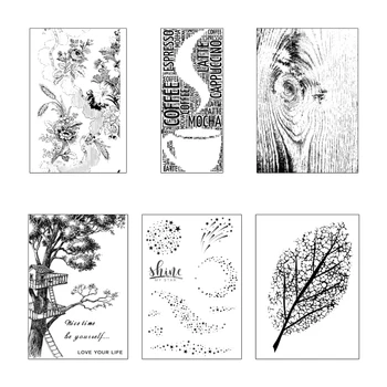 6 Mustrid Puu, Lill Silikoon Selge Pitser Stamp DIY Scrapbooking Reljeef fotoalbumi Dekoratiivne Paber kutsekaardile, mis on Käsitöö