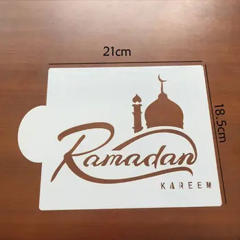 6tk/Set Eid Mubarak Ramadan Kohvi Lill Spray Šabloonid Kook Dekoreerimiseks DIY Mall Suhkru Pulber Sõela stiil 4
