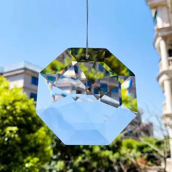 75mm Octagon Crystal Prism Lühter Tarvikud Päike Saagi Pulm Rippuvad Ornament DIY Kardin Ehted Tarvik Klaas Kunsti
