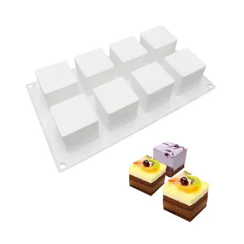 8 Aukude Ring Quare Cube Silikoon Kook Dekoreerimiseks Hallituse Küpsetamine Hallituse Magustoit Mousse Saia Pan Bakewar Bakvormen Vahendid