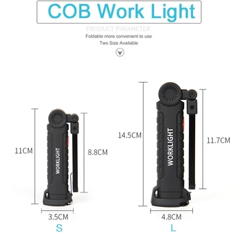 8000LM COB LED-töövalgustus Magnet Töö Lambi Remondi-Kerge, Veekindel Käsi Kerge USB Laetav Taskulamp Kontrolli Kerge