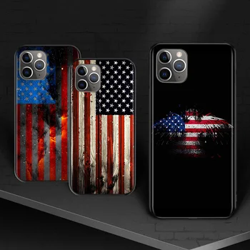 Ameerika ÜHENDRIIKIDE Lipu iPhone 12 11 XS Pro Max Mini-XR-X 8 7 6 6S Pluss 5 SE 2020 Must Kate Telefoni Puhul