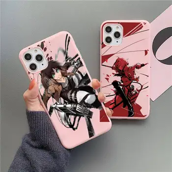 Anime-Jaapani rünnak Titan Telefoni Juhul Candy Värv Roosa iPhone 11 pro XS MAX 8 7 6 6S Pluss X 5S SE 2020 XR