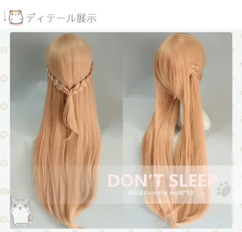 Anime Mõõk Art Online Yuuki Asuna Cosplay Parukas Kaua Oranž Kuumuskindel Sünteetiline Karv Wig + Parukas Kork