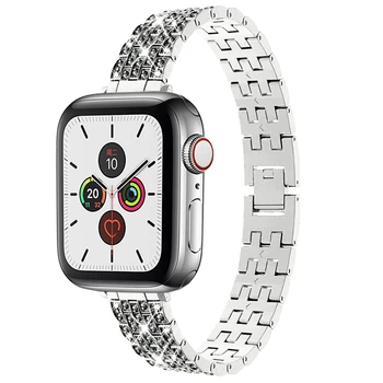 Apple watch band 40mm 44mm se seeria 6 5 4 iwatch 3 38mm 42mm rihm õhuke roostevabast terasest bling Ehted käevõru naistele Tüdrukud