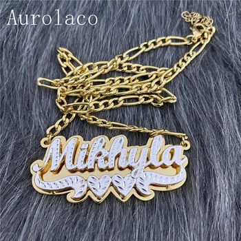 AurolaCo Custom Name Necklace with Crown Custom Silver Color Stainless Steel Under Heart Nameplate Necklace for Women Gifts