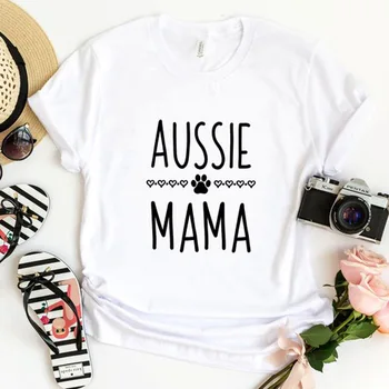 Aussie Mama Paw Trükitud T-särk Väljamõeldud Naiste Suvel Tumblr Graafiline Naljakas Tops Tees Stiilne emadepäeva Tshirt Koera Ema Kingitus Särk