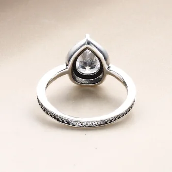 Autentne 925 Sterling Hõbe pan dora Ringi Särav Suur Pisar Ring Crystal Naiste Pulmapidu Kingitus Ehted
