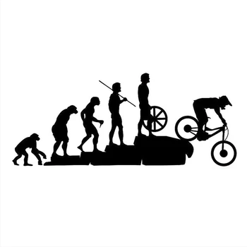 Auto Kleebised Inimese Evolutsiooni Jalgratta Auto Reklaamid on Isikupärastatud PVC Kleebised Mountain Bike Kujuga, Veekindel Must/valge,mõõtmed on 23cm*10cm