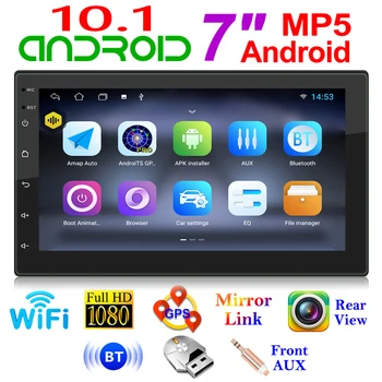 Autoraadio Android 10.1 Quad Core 1GB+16GB Multimeedia Video Mängija, 2 DIN GPS, WiFi, Bluetooth, AUX Auto Stereo VW Skoda Toyota