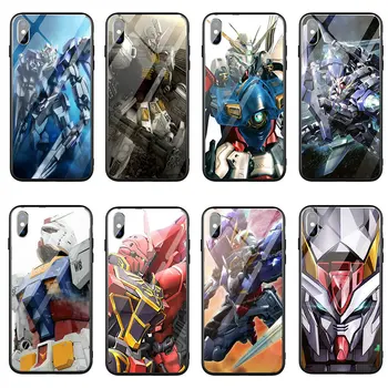Coque iphone 7 8 pluss 5 5S SE 2020 6S X-XR, XS 11 Pro Max 6 6PLUS Karastatud Klaasist Selge Telefoni Juhtudel Cartoon Lahe Suit Gundam